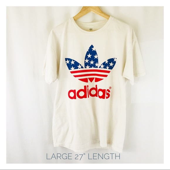 white and red adidas shirt mens